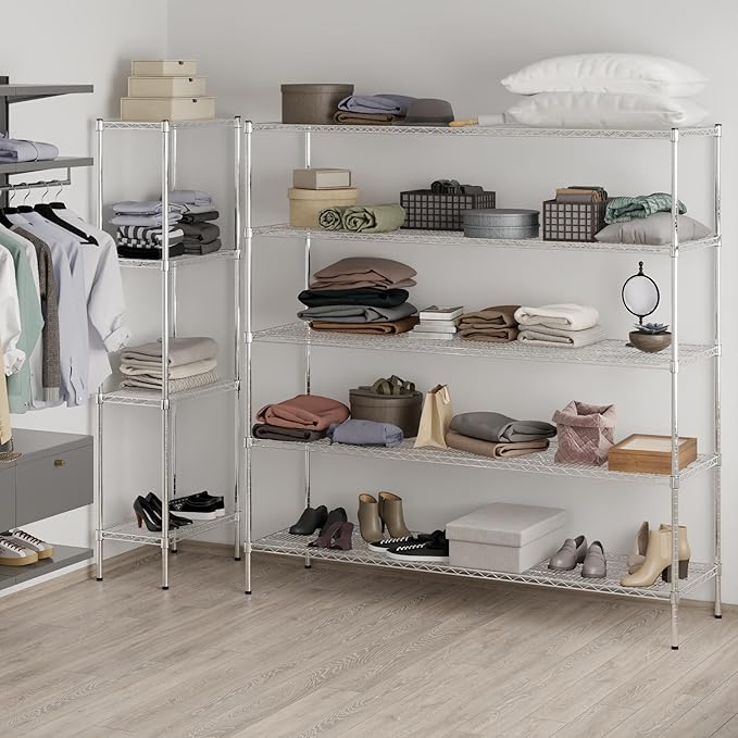 21" Deep x 72" Wide x 74" Height Wire Shelving Kit | 5-Tier | NSF Commercial - Image 7