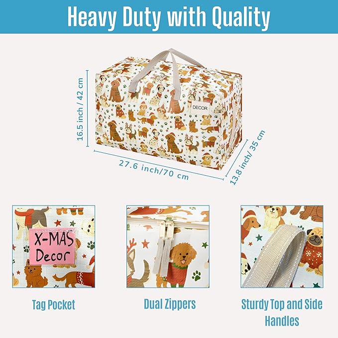 VENO 4 Pack Moving Bags and Large Christmas Decoration Storage Bins - Image 3
