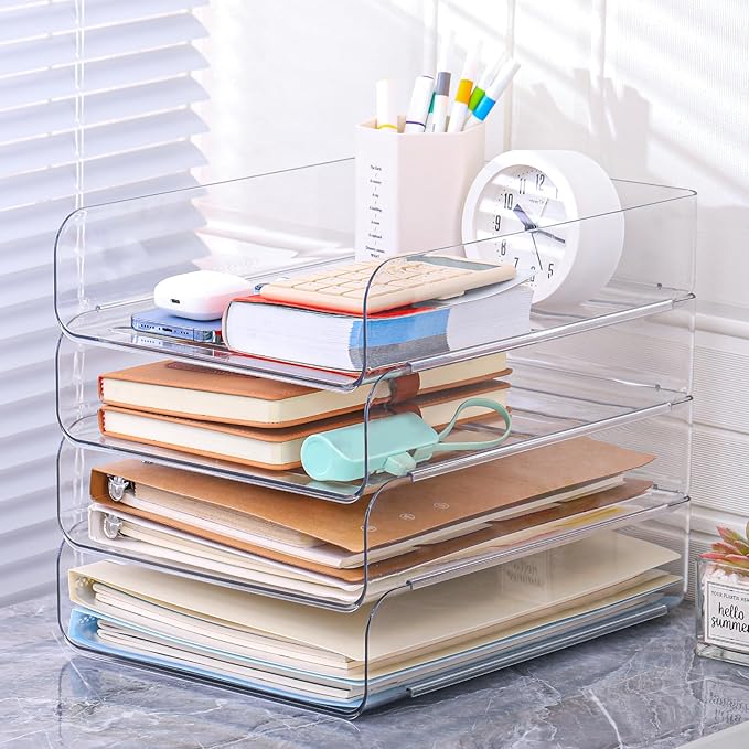 2 Pack Stackable Paper Tray, Acrylic File Organizer - Image 2