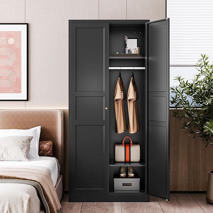Letaya Wardrobe Armoire Closet, Bedroom Armoire Cabinet Clothes Organizer - Image 9