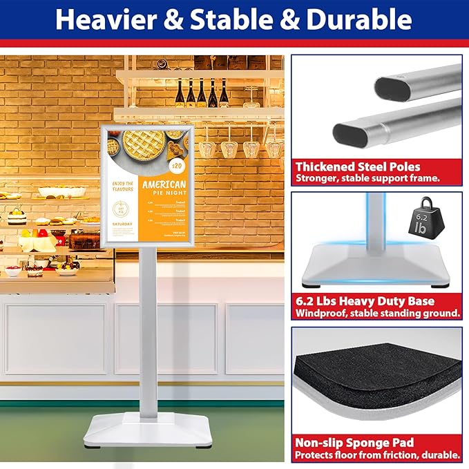 Pedestal Sign holder Stand 8.5x11inch Adjustable Standing Floor Sign Stand - Image 3
