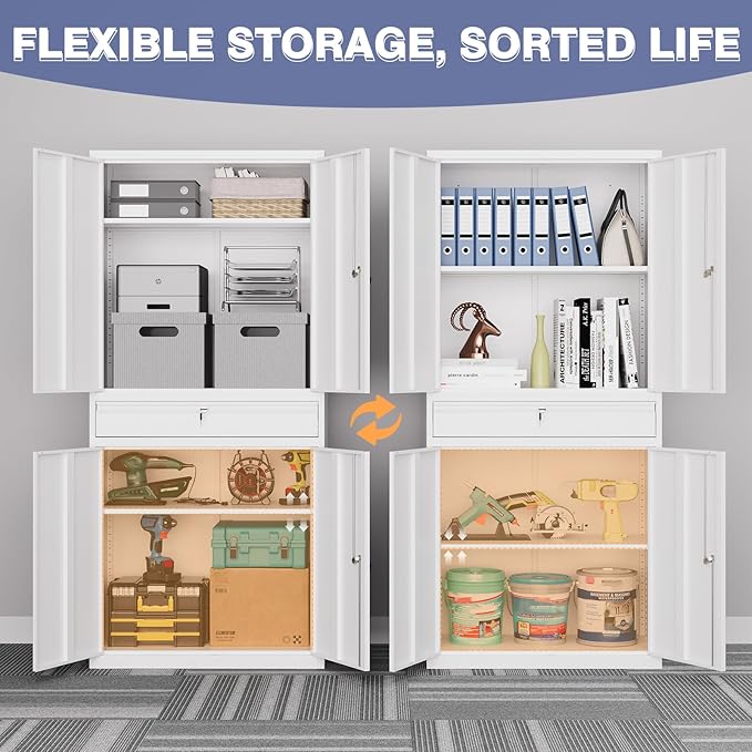 Metal Storage Cabinet, Tall File Cabinet - Image 5