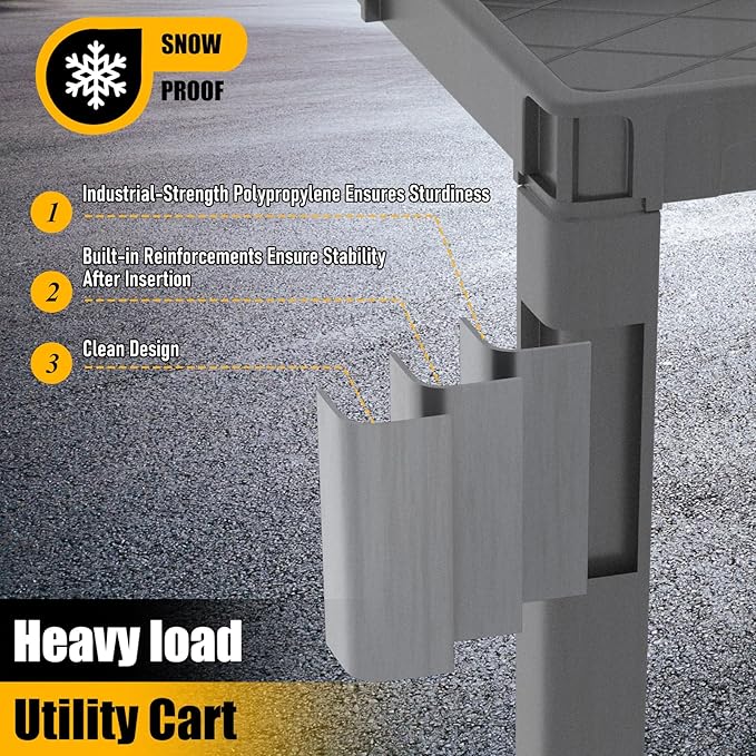 2 Tier Rolling Utility Cart on Wheels, 1000 lbs Capacity Plastic Service Cart - Image 6