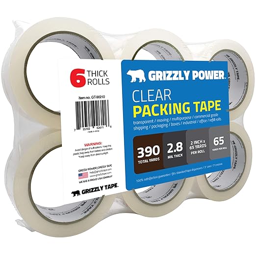 Grizzly Power Clear Packing Tape | Heavy Duty Packing Tape | 2.8mil Thick - Image 4