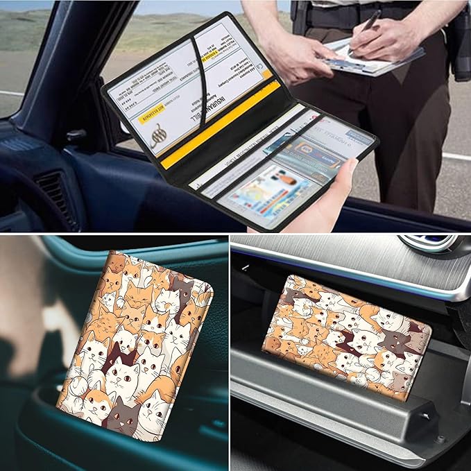 Car Registration and Insurance Holder, Leather Car Glove Box Organizer - Image 7