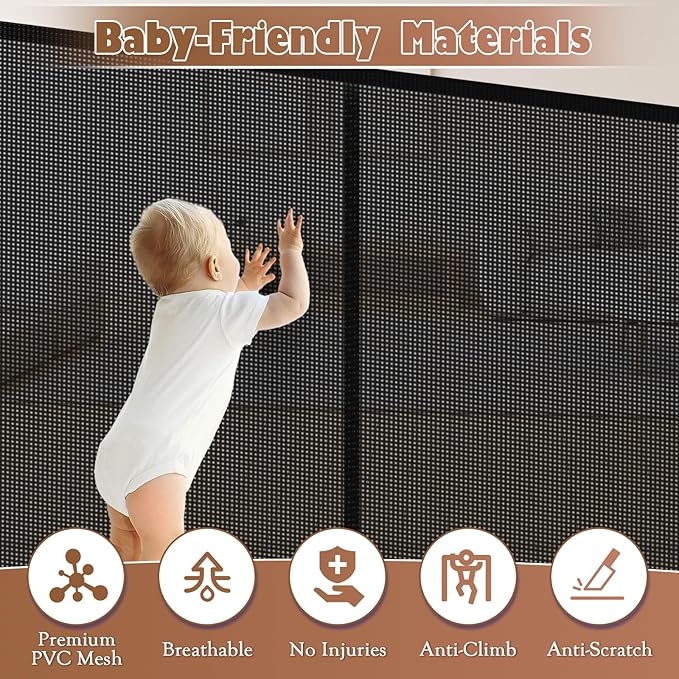 120" Retractable Baby Gate Extra Wide, Mesh Gate Long Child Gate Pet Gate - Image 8