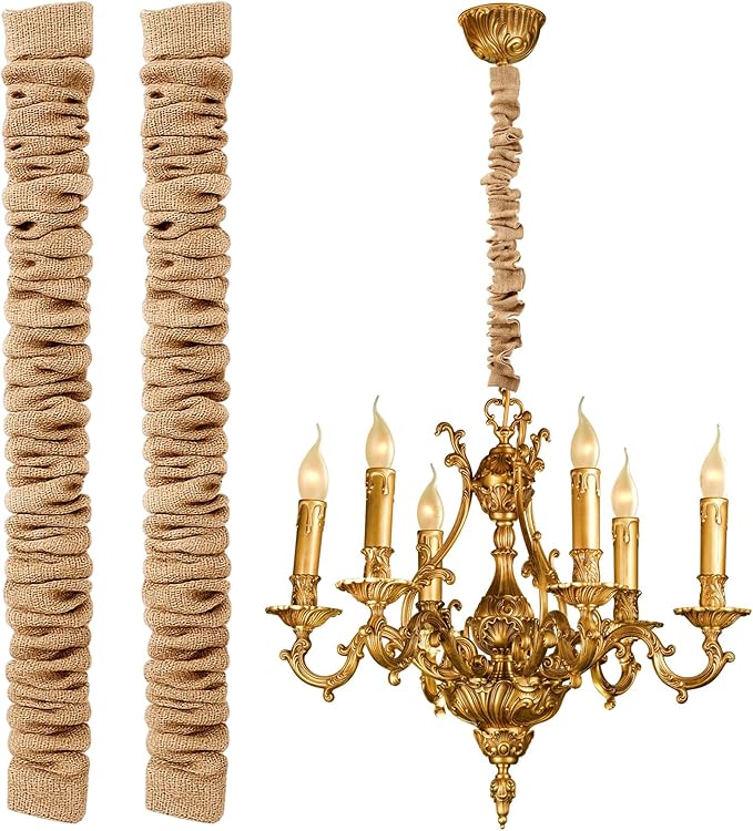 2 Pack 6 ft Fabric Cord Cover Chandelier Chain Sleeve Natural Jute by HunnmingRe