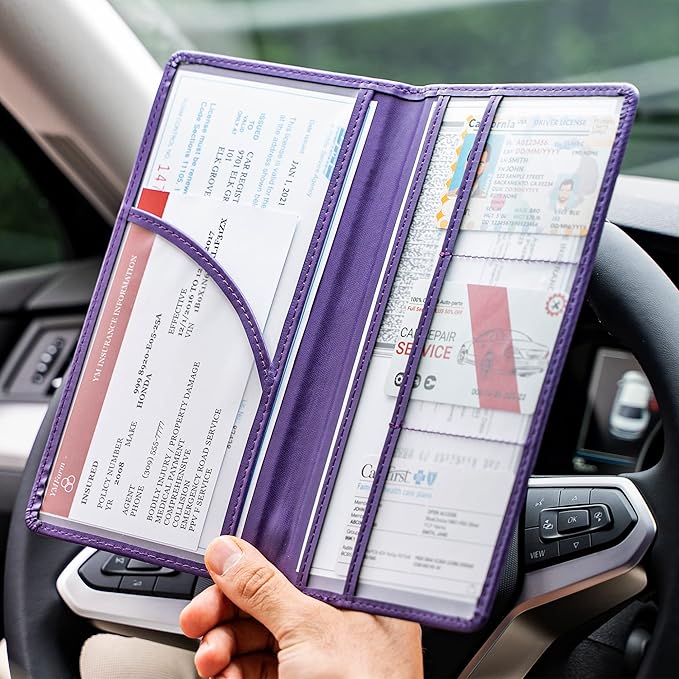 CANOPUS Car Registration and Insurance Holder, PU Leather Card Holder, Vehicle - Image 5