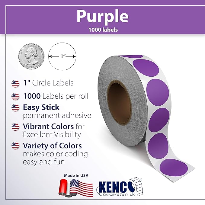 Kenco Color Coding Circle Dot Sticker Labels on a roll - Image 2