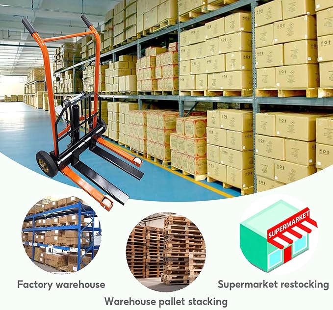 TECHTONGDA Manual Winch Stacker Pallet Truck Dolly Hydraulic Lifting Hand Truck - Image 3