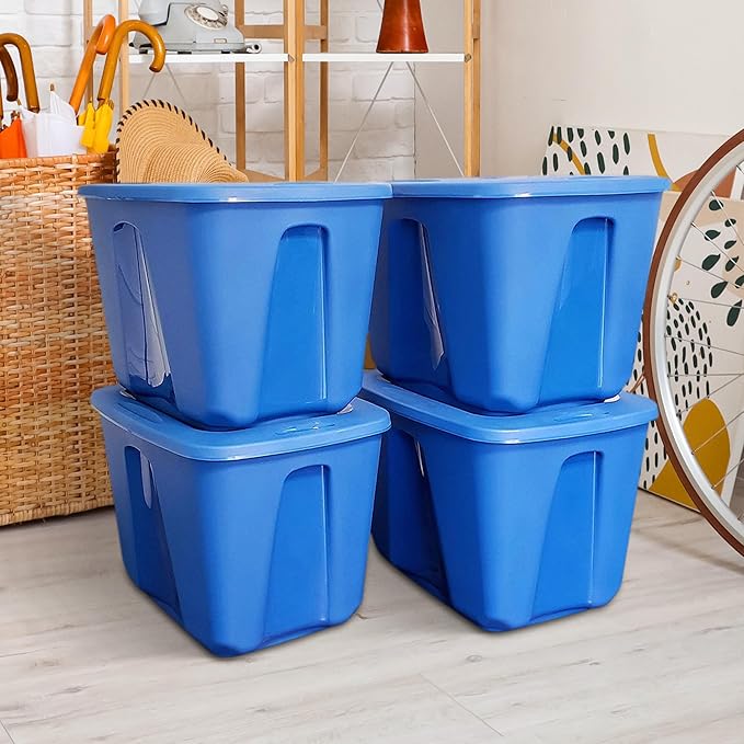 HOMZ 4-Pack Durable Molded Bin, Plastic Storage Containers w/Lids, 18 Gallon - Image 8