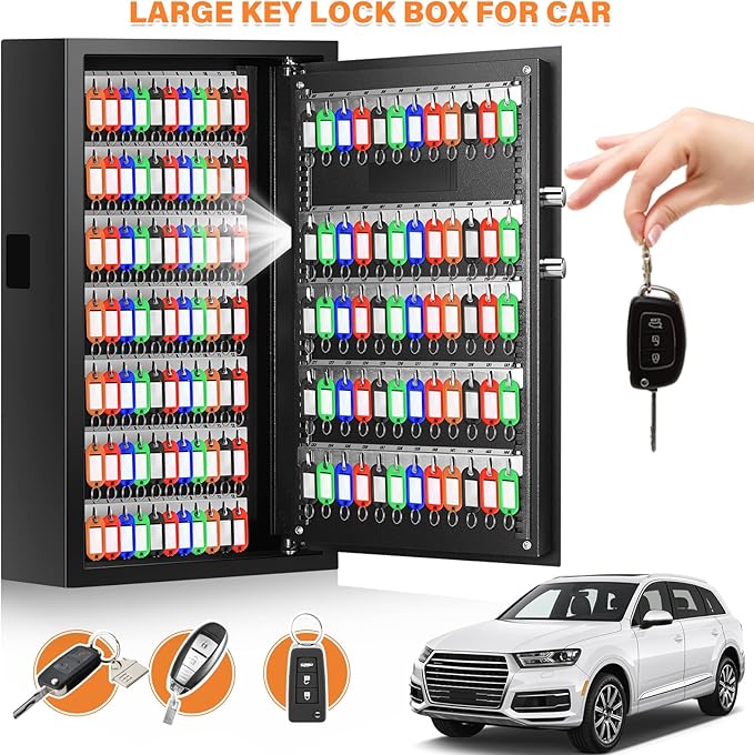 144 Keys Fireproof Key Cabinet, Anti-Theft Heavy Duty Key Lock Box - Image 5