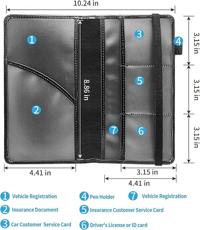 Car Registration and Insurance Card Holder, Leather Vehicle Card Document Glove - Image 3