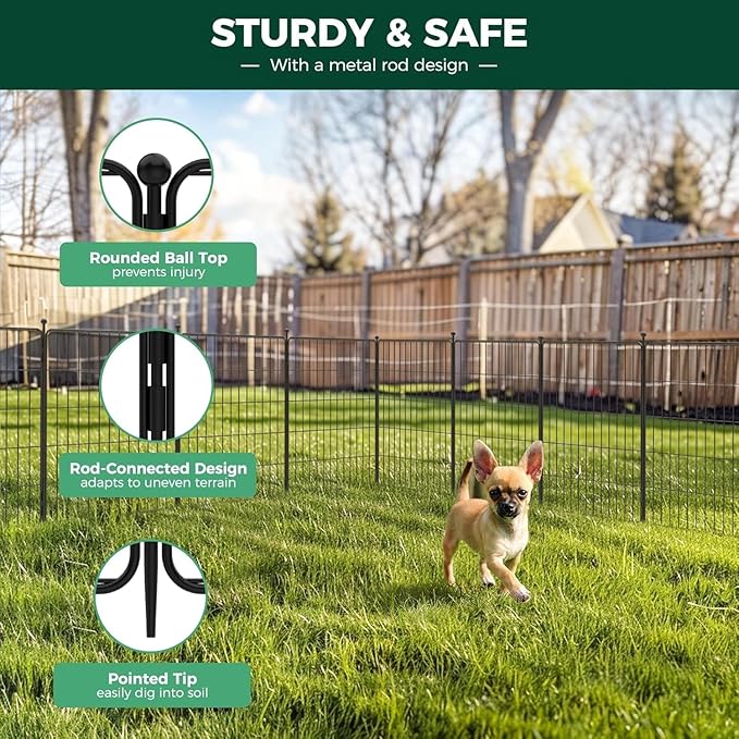 FXW Decorative Garden Fence for Yard - 32in x 15.7ft 8 Panels - Metal Fencing - Image 2