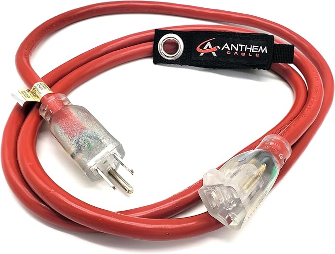6 ft - 14 Gauge Extension Cord Outdoor - Made in USA - Lighted on Both Ends - by AnthemCable