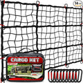 4'x6' Heavy Duty Cargo Net Stretches to 8' x 12', Extra Thick 10mm Cord Bungee by Pamazy