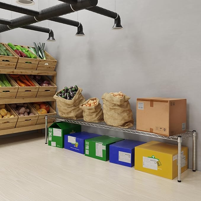 14''W x 72''L x 14''H Chrome Plated Wire Dunnage Rack | Off The Floor Storage - Image 2