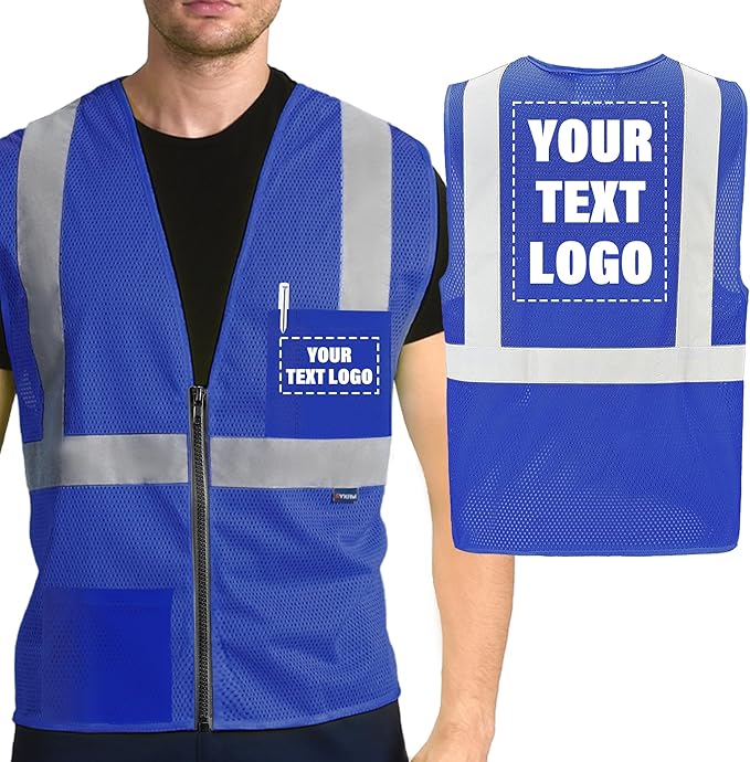 AYKRM 2 Pockets Reflective Safety Vest High Visibility Class II Mesh Vest by AYKRM