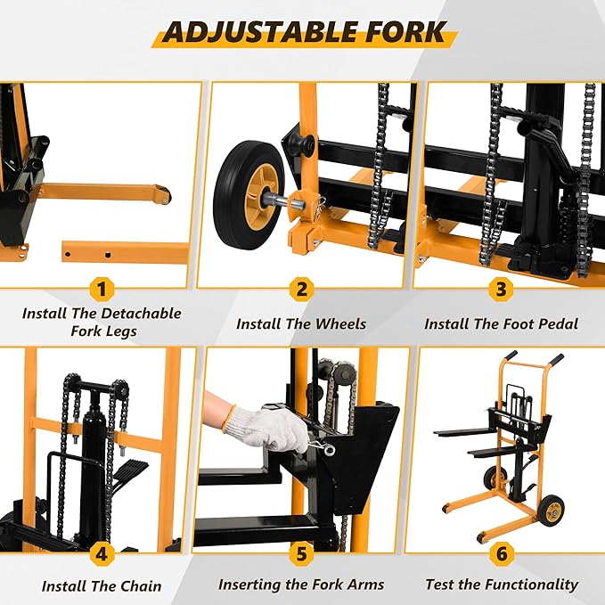 Manual Forklift Pallet Stakcer 43.3" Lift Height - Image 7