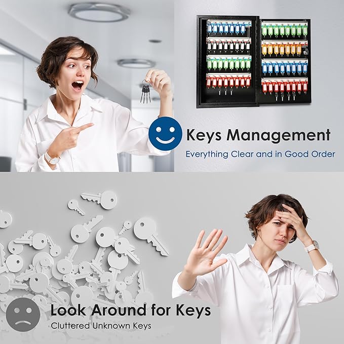 ORIENTOOLS Key Box Steel Key Safe Cabinet, Wall Mount Key Holder Lock Box - Image 7