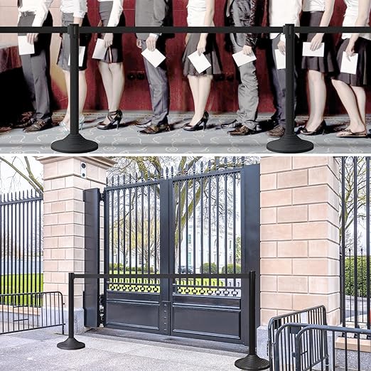 6 Pack Premium Crowd Control Stanchion Set, Heavy-Duty Base, Safety Rope - Image 8