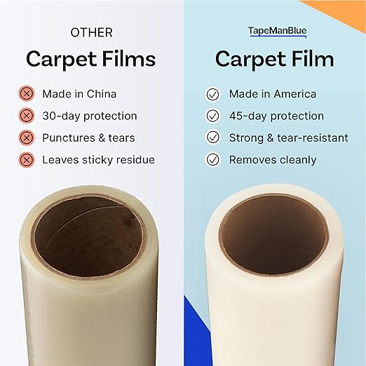 TapeManBlue Carpet Protection Film, 48 inch x 200 feet, Made in The USA - Image 3