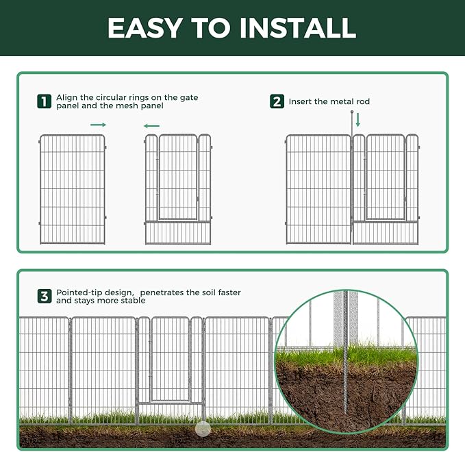 FXW Garden Fence Outdoor for The Yard – 45in x 18.2ft Heavy Duty Metal Animal - Image 5