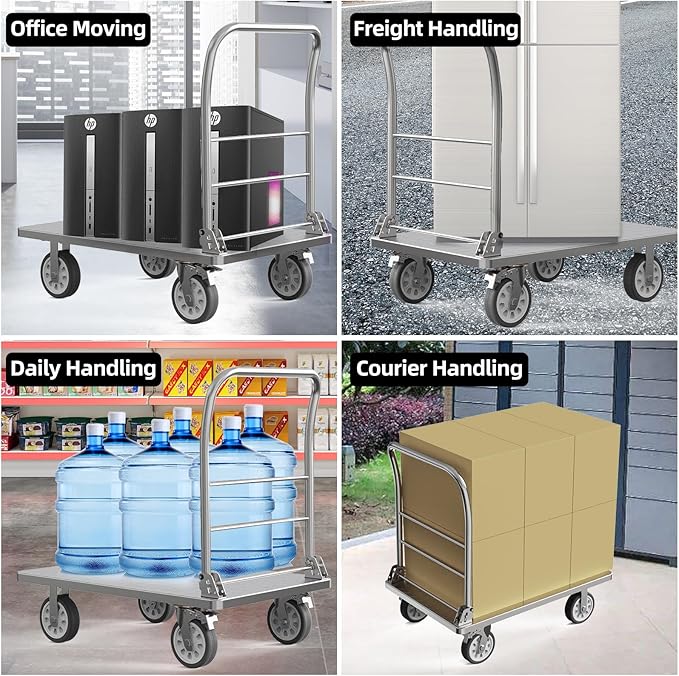 Heavy Duty Platform Truck Cart, Flatbed Cart Folding Hand Trucks, - Image 5