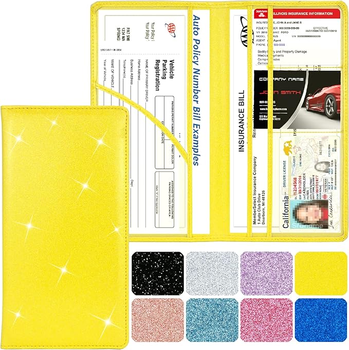 Car Registration and Insurance Holder, Leather Magnetic Shut Vehicle Glove Box by Srandme