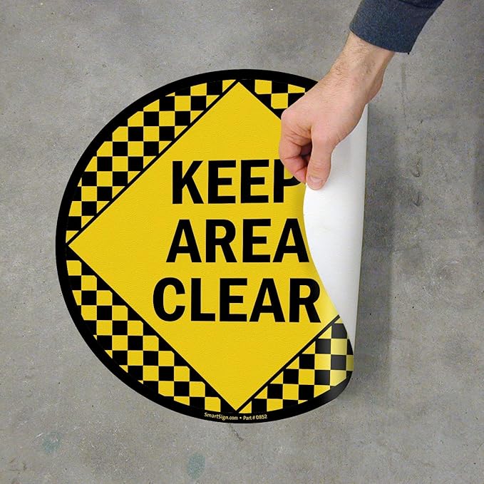 SmartSign - SF-0097-FO-17 "Keep Area Clear" Anti Slip Adhesive Floor Sign | 17" - Image 2