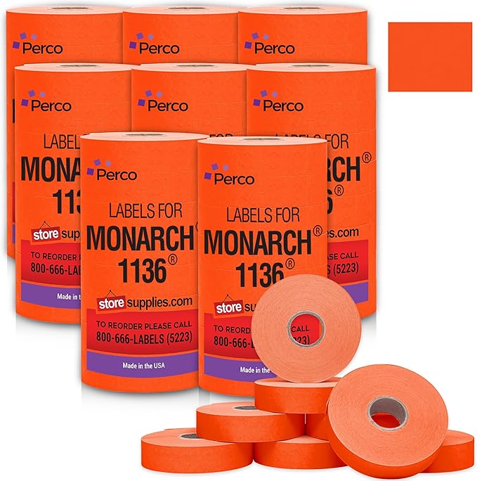 Perco Red Pricing Labels for Monarch 1136 Price Gun by Perco