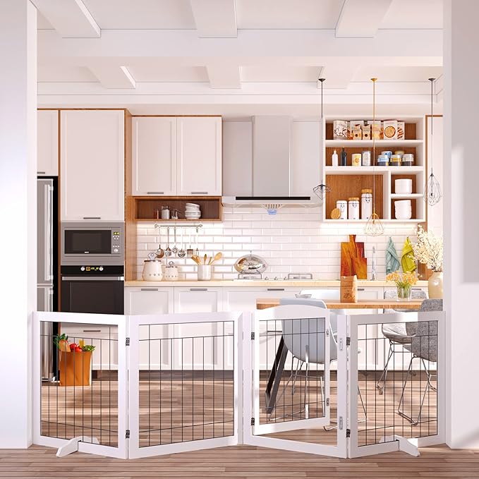 Vantas Folding Pet Gate 96" Wide, Freestanding Wire Pet Gate, Pet Puppy Safety - Image 3