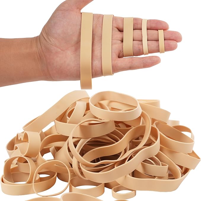 HAIDIBAO-Rubber Bands Assorted Sizes 65Pcs Beige Mixed Wide Elastic Bands by HAIDIBAO