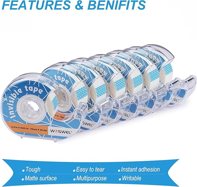 Tape Refills with Dispenser, 24 Roll Invisible Tapes, 3/4 Inch X 1000 in - Image 3
