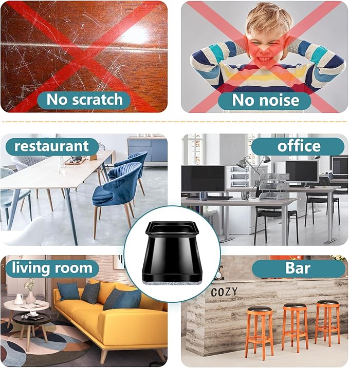 24 Pcs Chair Leg Floor Protectors Square - Image 6