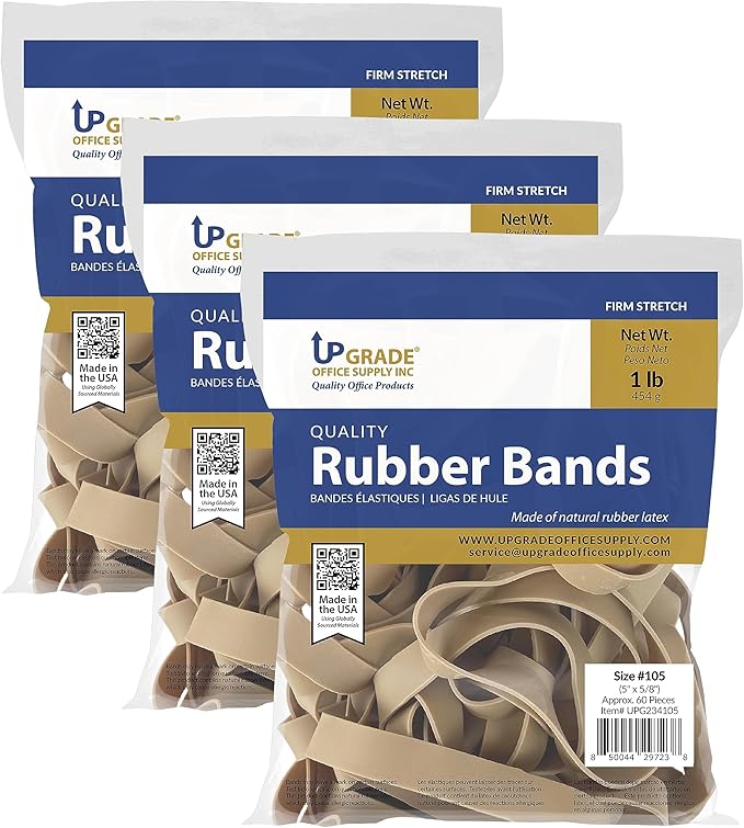 Upgrade UPG23415PK3 Large Rubber Bands, Size 105, Thick Wide, 3 Pack, Made in - Image 2