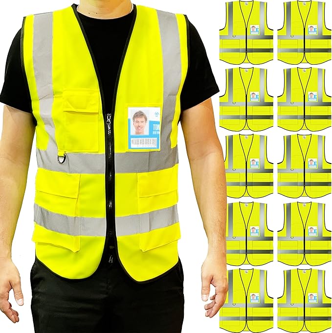 PeerBasics Safety Vest 10 Pack, ANSI Class 2, Reflective, by PeerBasics