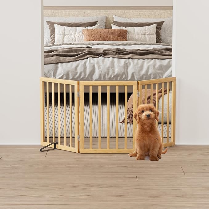 Dog Gates for Doorways Stairs, Foldable Freestanding Pet Gate, Dog Fences Indoor - Image 2