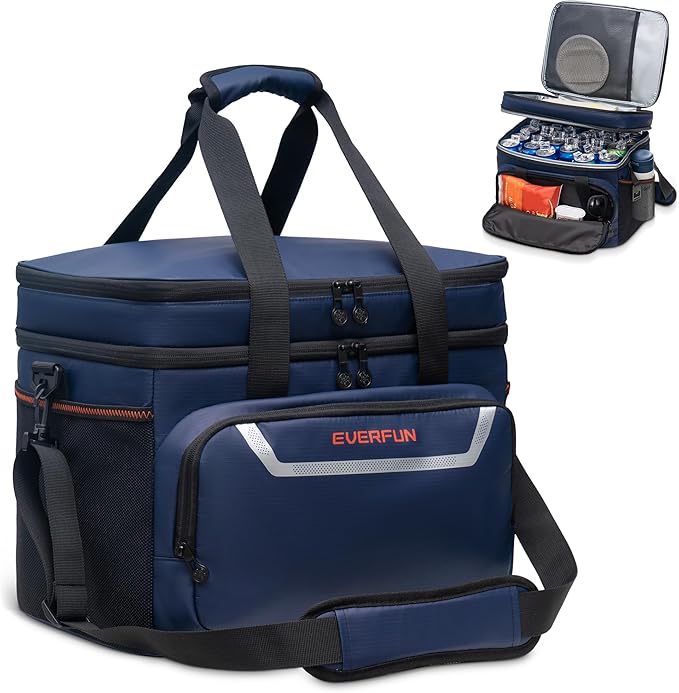 EVERFUN Small Cooler Lunch Box Mini Leak-Proof Soft Double Deck 24 Can Personal by EVERFUN