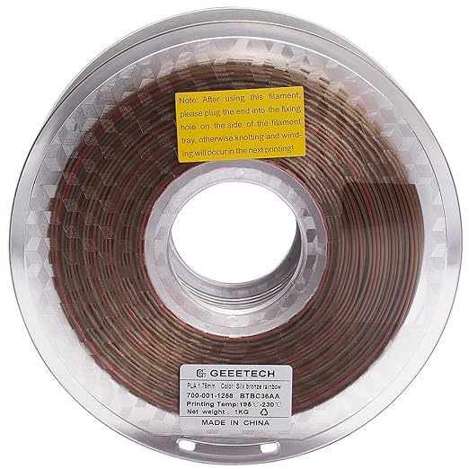 Geeetech Metal-Like Shiny Silk Bronze Rainbow 3D Printer PLA Filament, Shine - Image 3