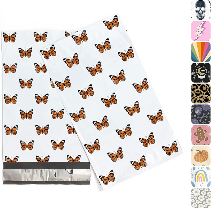 6x9 Poly Mailers – Butterfly Design – Waterproof, Tear-Resistant Shipping Bags by PackageMint
