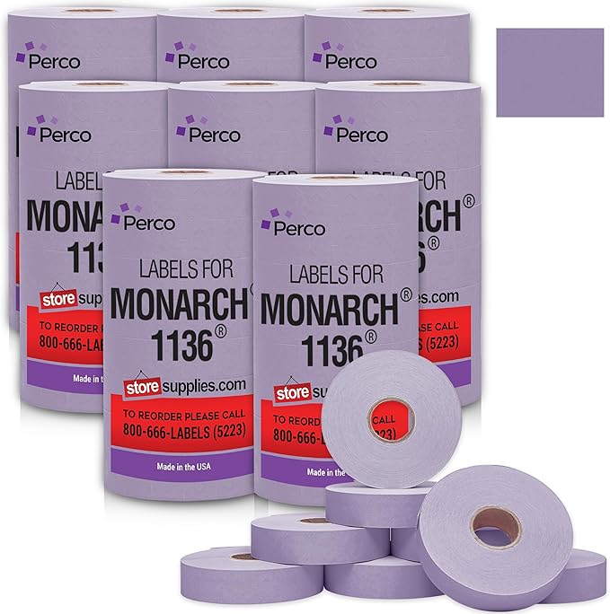 Perco Lavender Pricing Labels for Monarch 1136 Price Gun by Perco