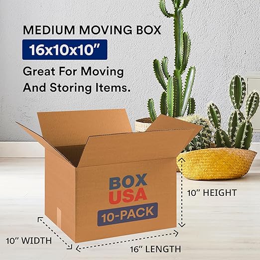 BOX USA Moving Boxes Small 16"L x 10"W x 10"H 10-Pack - Image 2