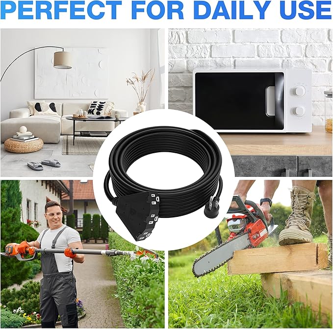 14/3 Gauge Heavy Duty Outdoor Extension Cord 2 FT, 90 Degree Angled 3 Prong Plug - Image 6