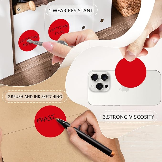 2 Inch Red Circle Stickers 500 Pcs, Permanent Color Coding Dots - Image 3