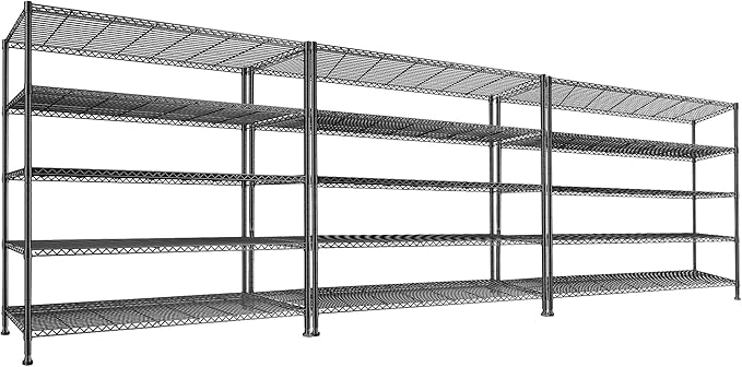 REIBII 45.8''W Steel Wire Shelving Unit, 5 Tier Adjustable Metal Storage Shelves by REIBII