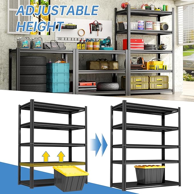 Storage Shelves, Garage Metal Shelving Unit, Adjustable, Double-Layer Column - Image 4