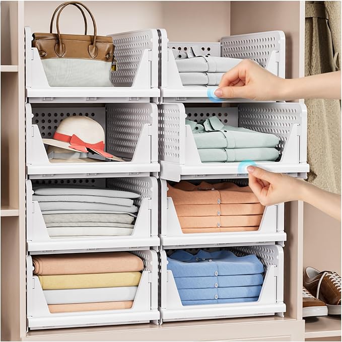 4 Pack Stackable Closet Storage Basket - Image 2