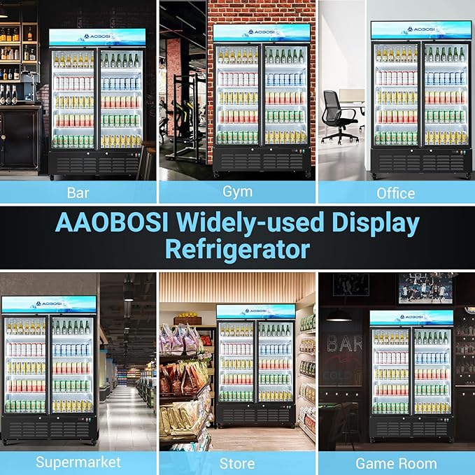 AAOBOSI Commercial Merchandiser Refrigerator, 36.8 Cu.Ft Glass Door Display - Image 7