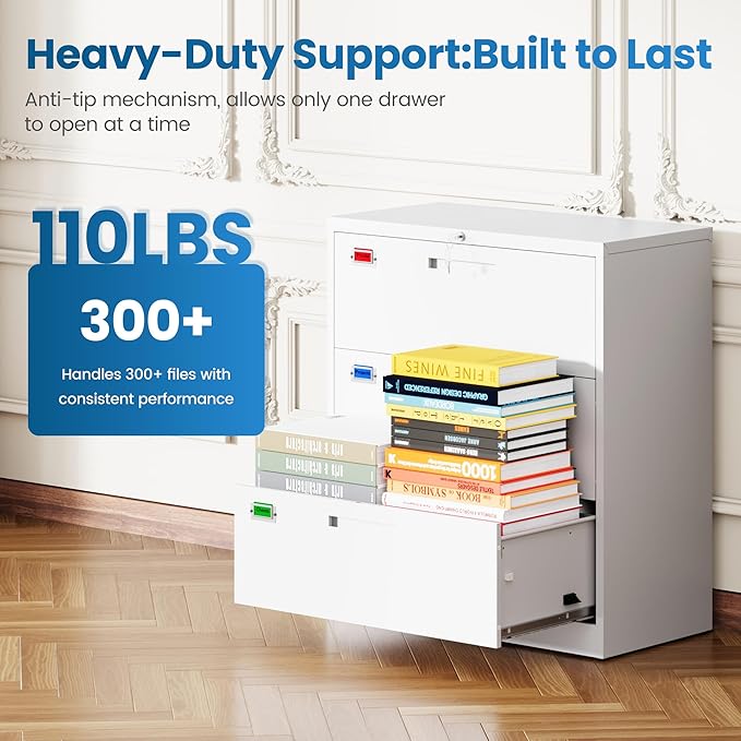 3 Drawer File Cabinet, Lateral Filing Cabinets - Image 7